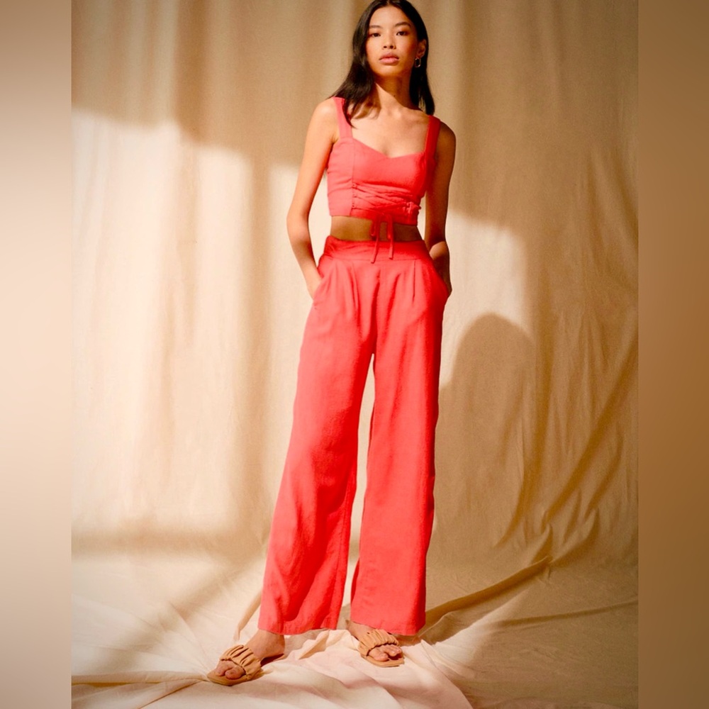Abercrombie and Fitch - Linen Blend Wide Leg Pants size small L